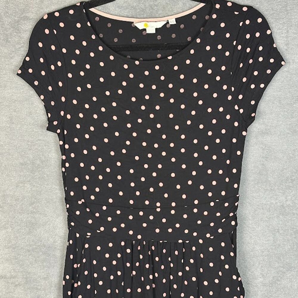 Boden Dress Womens 4P Black Pink Polka Dot Amelia Jersey Knit Preppy Career - Picture 2 of 12